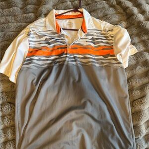 Slazenger White, Gray, and Orange Polo Shirt